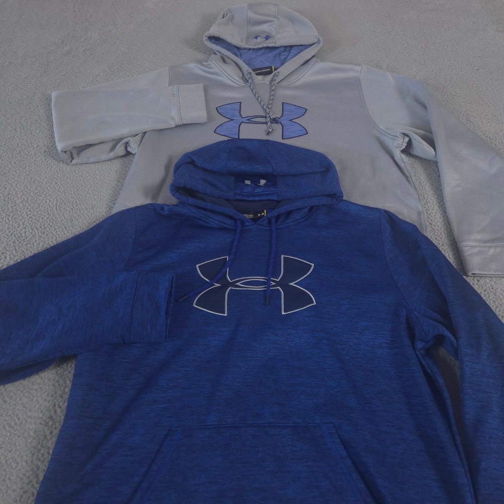 LOT OF 2 Under Armour Hoodie Mens 2XL Storm Armour Fleece Big Logo Pullover Gym‎